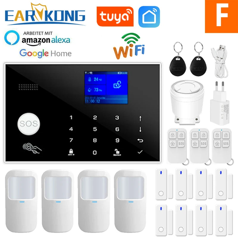 Sistema Allarme Casa WiFi GSM Wireless - Kit Antifurto Smart con Sensori Porta e Movimento, App Tuya e Compatibilità Alexa