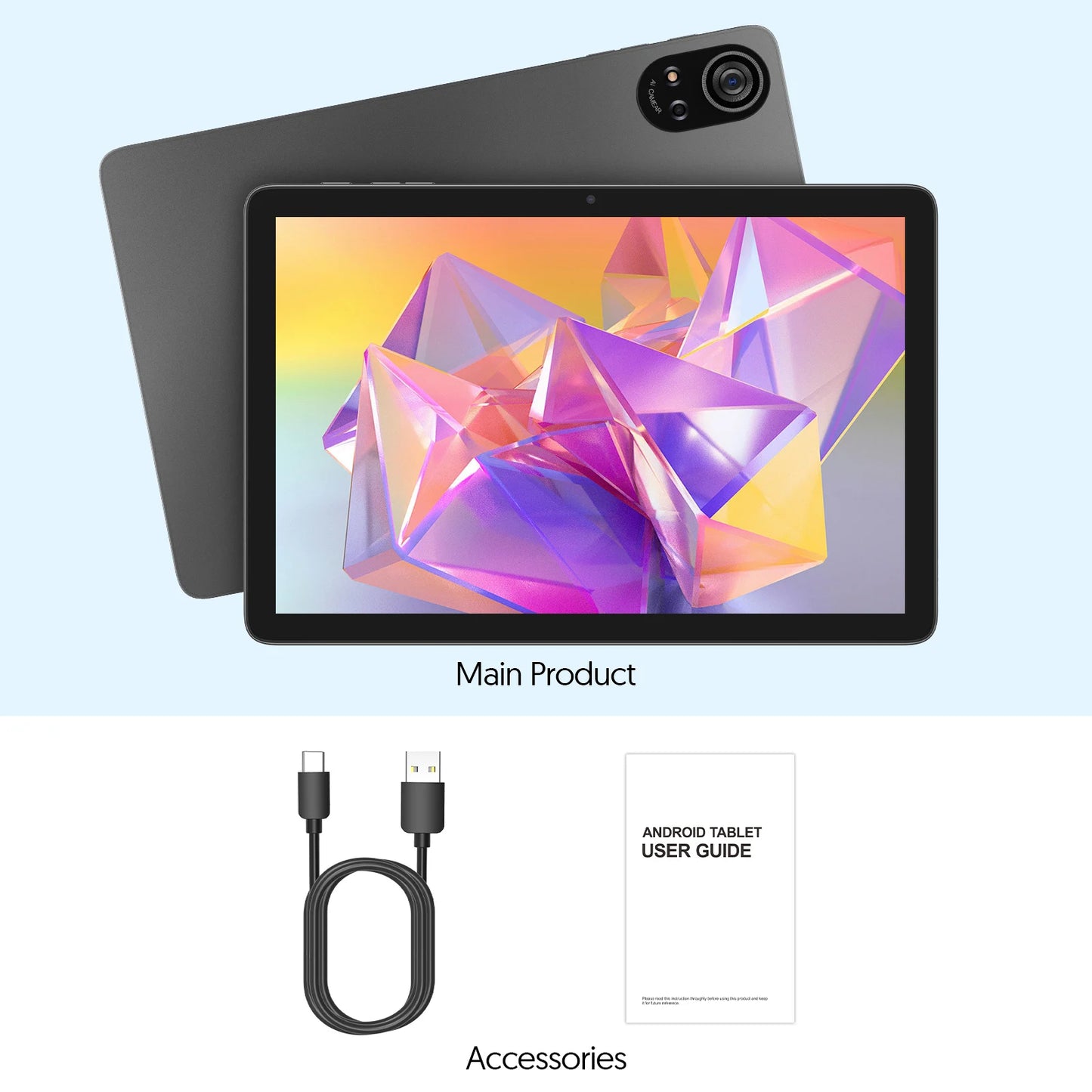 Tablet Android 15 BAKEN 10" - 24GB RAM 128GB ROM, Processore Penta-Core, WiFi 5G, Batteria 8000mAh