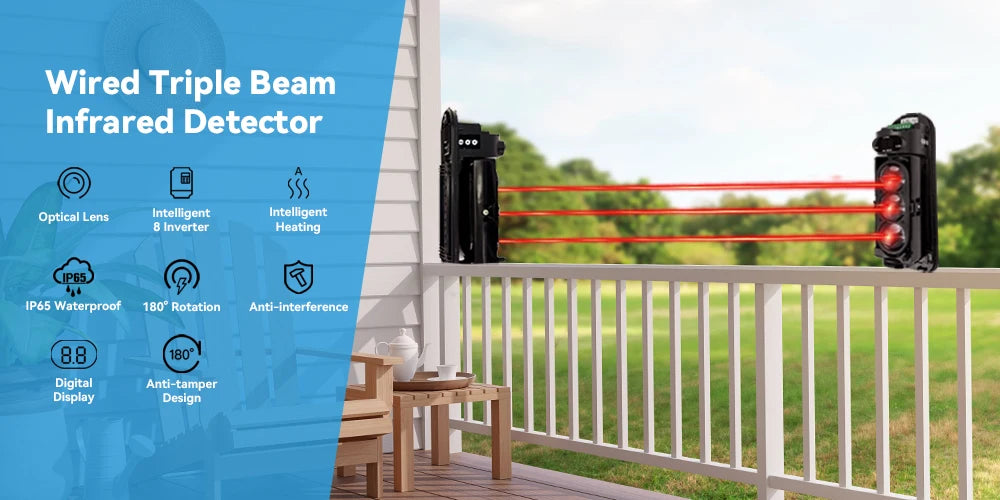 Sensore a Barriera Infrarossi Doppio/Triplo Cablato IP65 Impermeabile per Villa e Fattoria