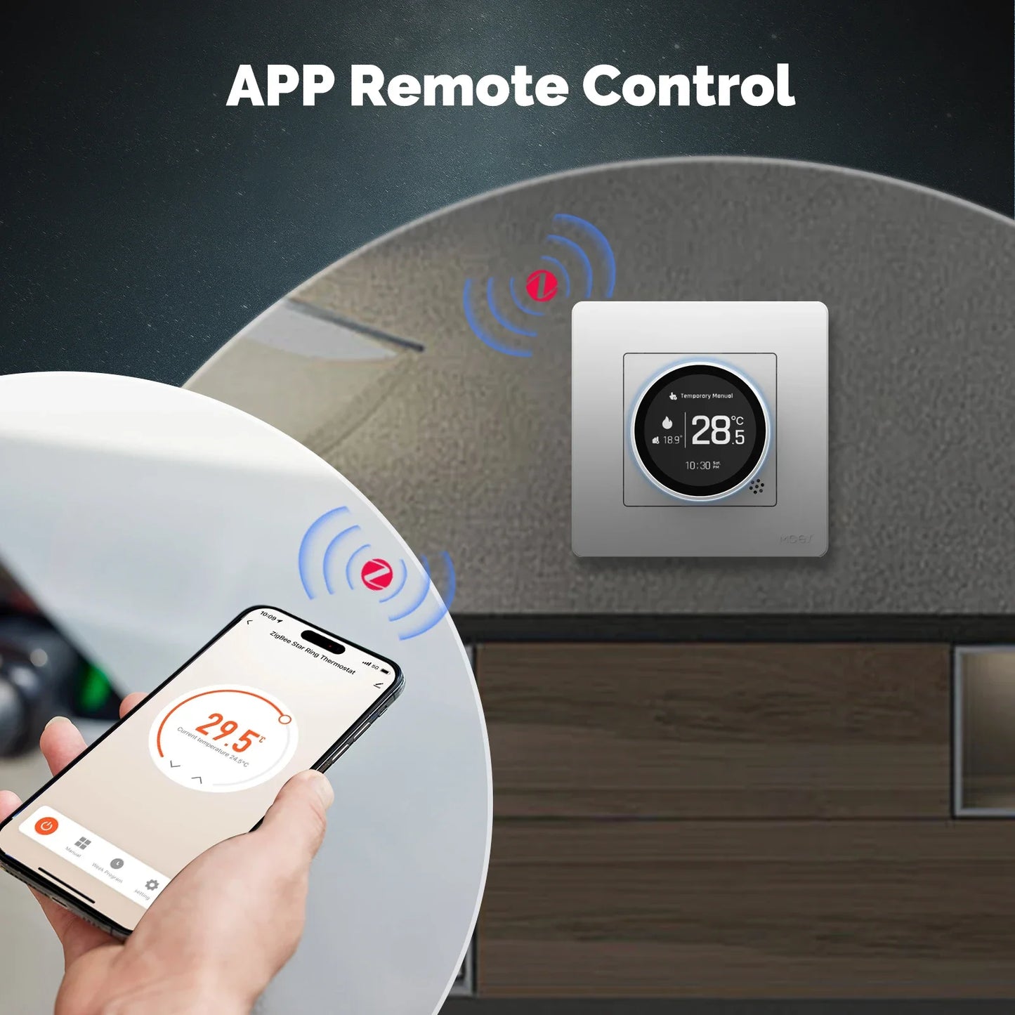 Termostato ZigBee Smart MOES Star Ring - Controllo Temperatura Alexa Google Caldaia Riscaldamento