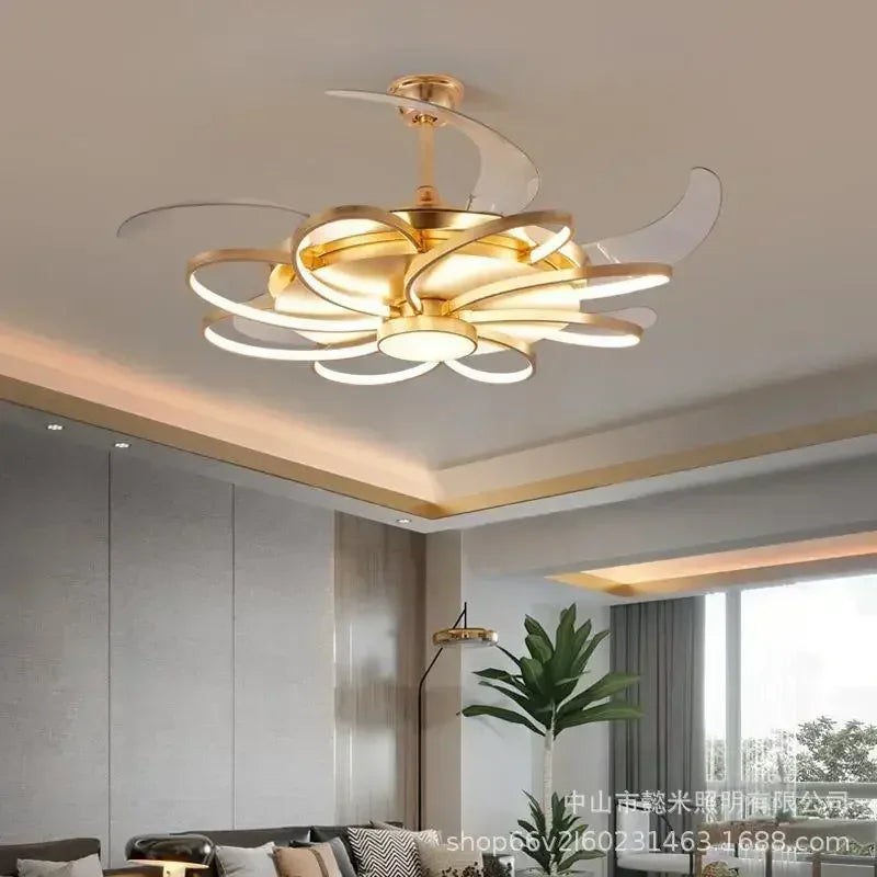 Ventilatore da Soffitto LED Nordico con Telecomando - Design Elegante per Camera da Letto, Sala da Pranzo e Ristorante