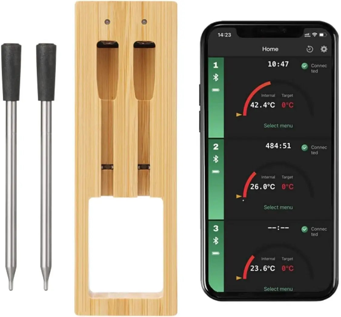 Termometro Smart per Carne Wireless Bluetooth - Portata 90m, IP67 Impermeabile per BBQ e Grill