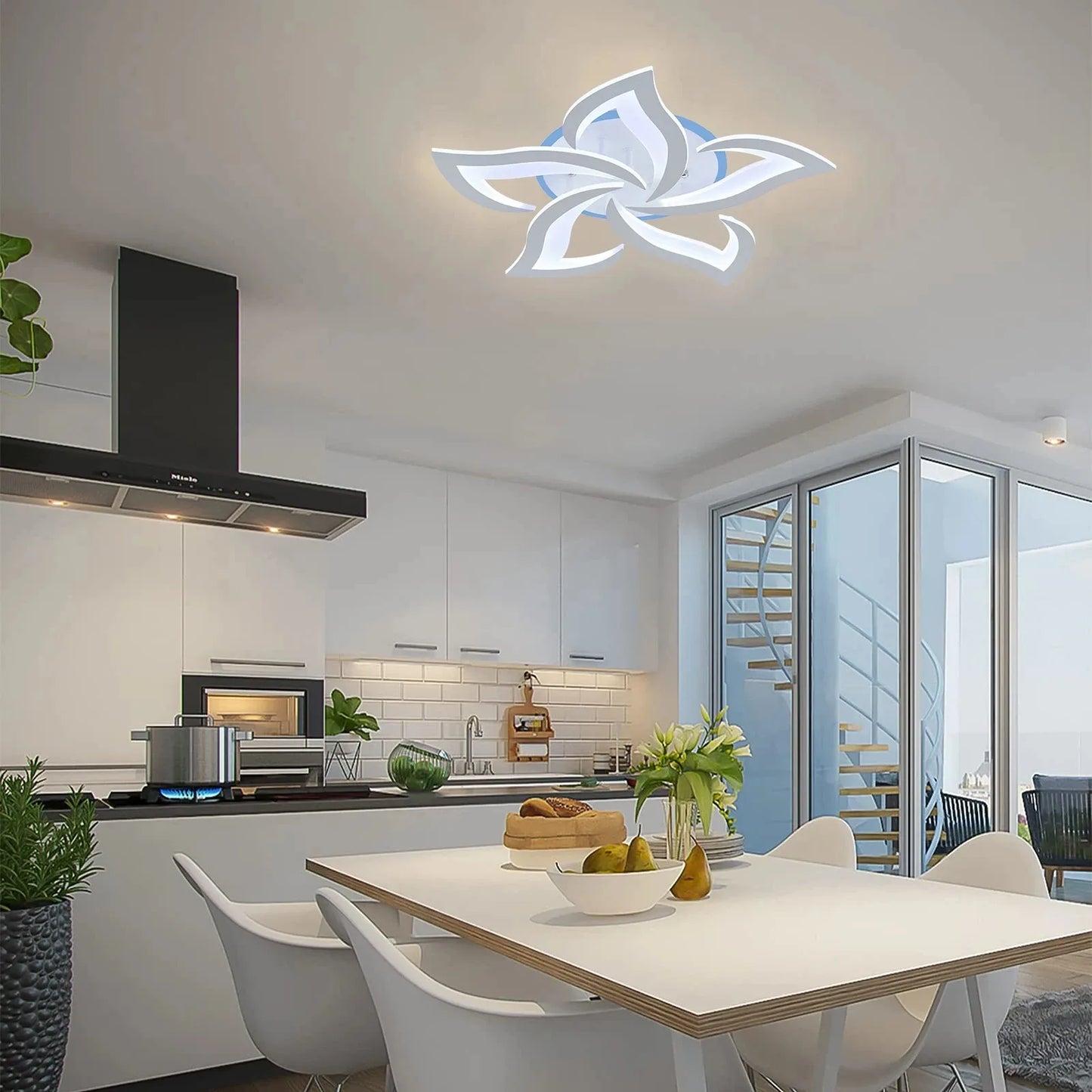 Lampada da Soffitto LED IRALAN Design Fiore - Dimmerabile con Telecomando, Luce RGB Colorata, Moderna per Camera da Letto