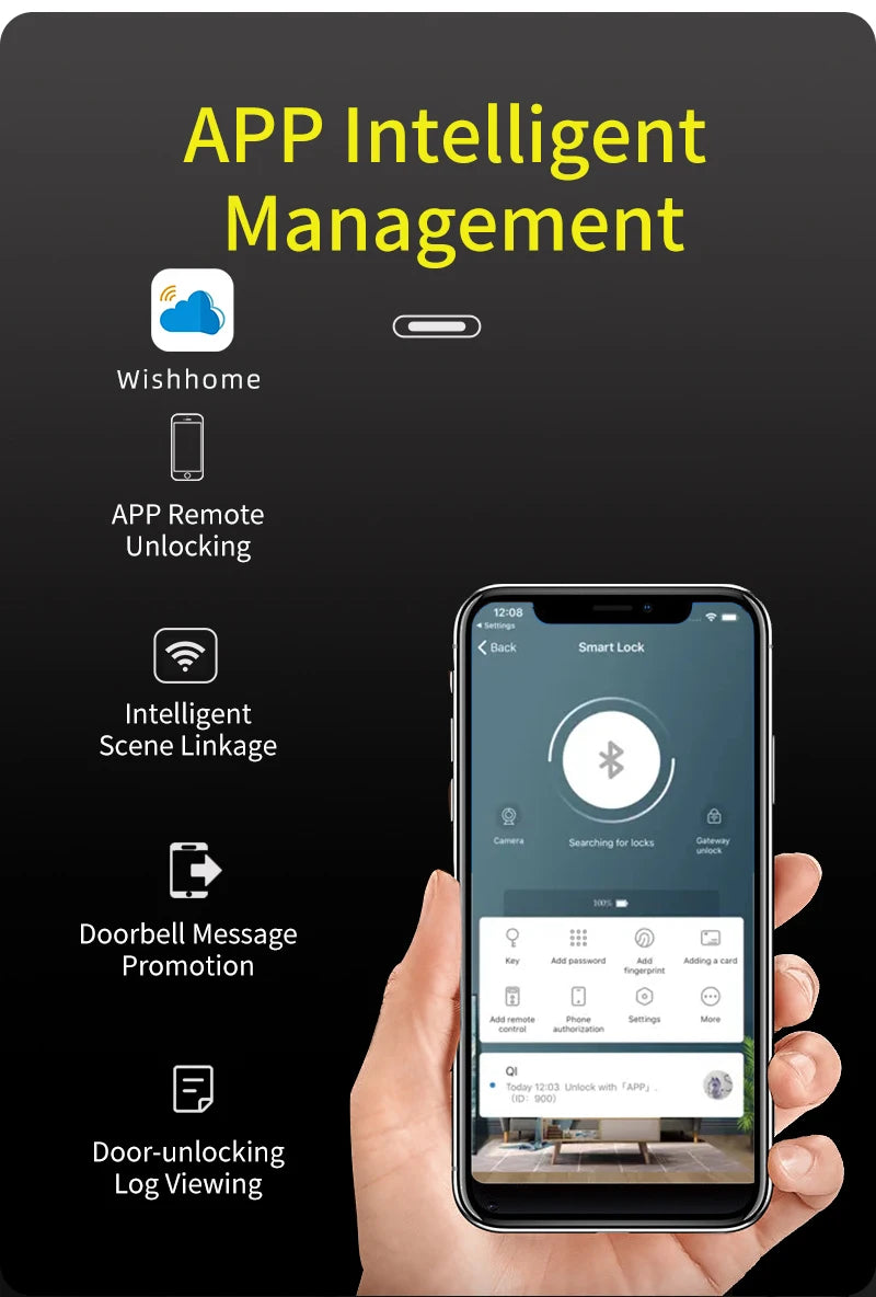 Serratura Smart con Riconoscimento Facciale 3D, Impronta Digitale e App Wishome