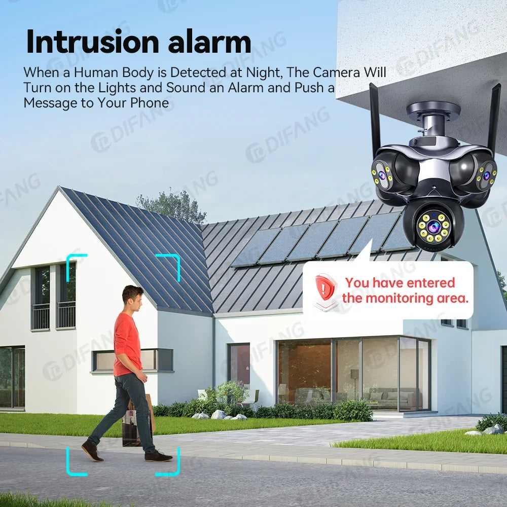 Telecamera WiFi 25MP Cinque Lenti PTZ 720° - Videosorveglianza IP 10K 20MP per Casa