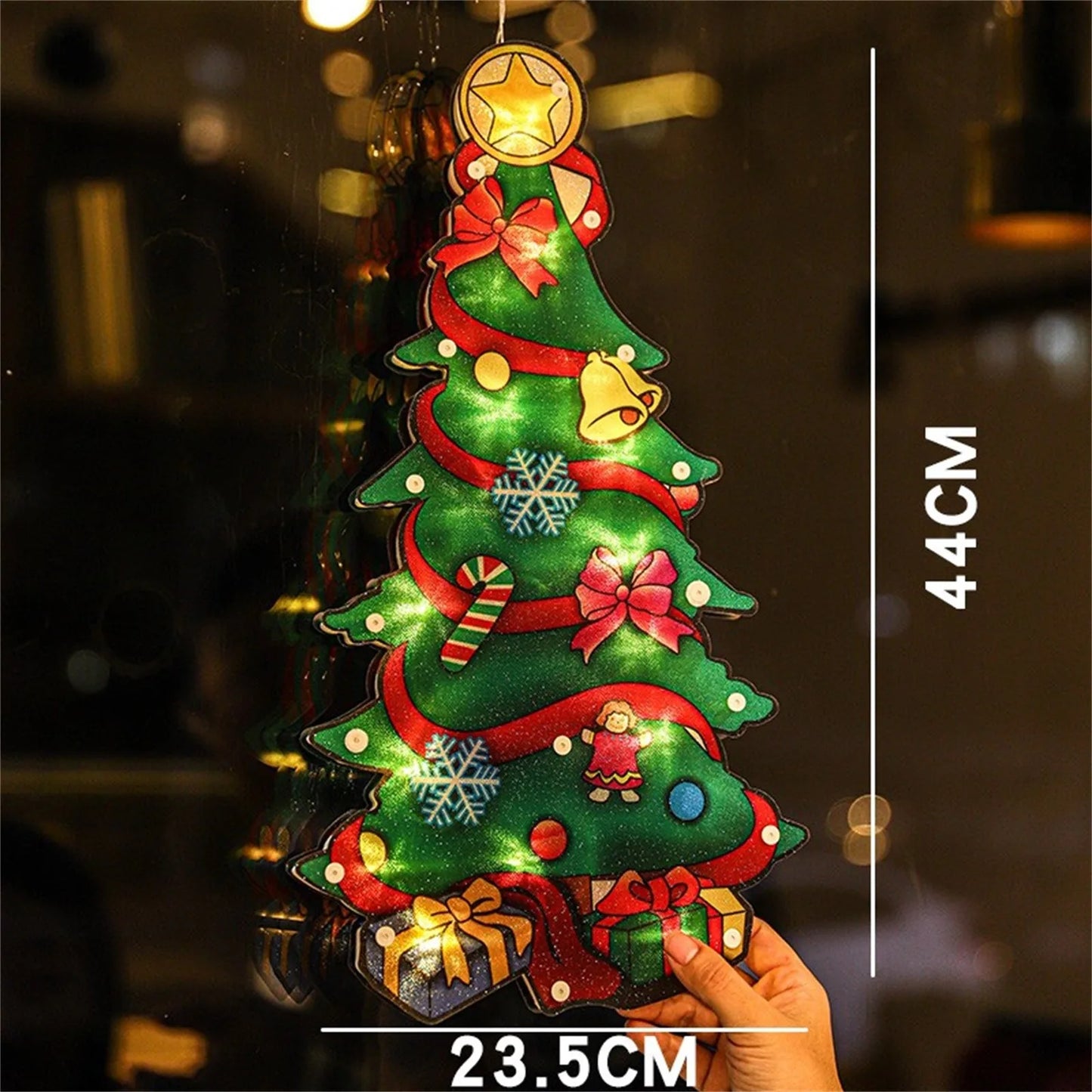 Decorazione Natalizia Luminosa con Ventosa - Pupazzo di Neve e Babbo Natale per Finestre