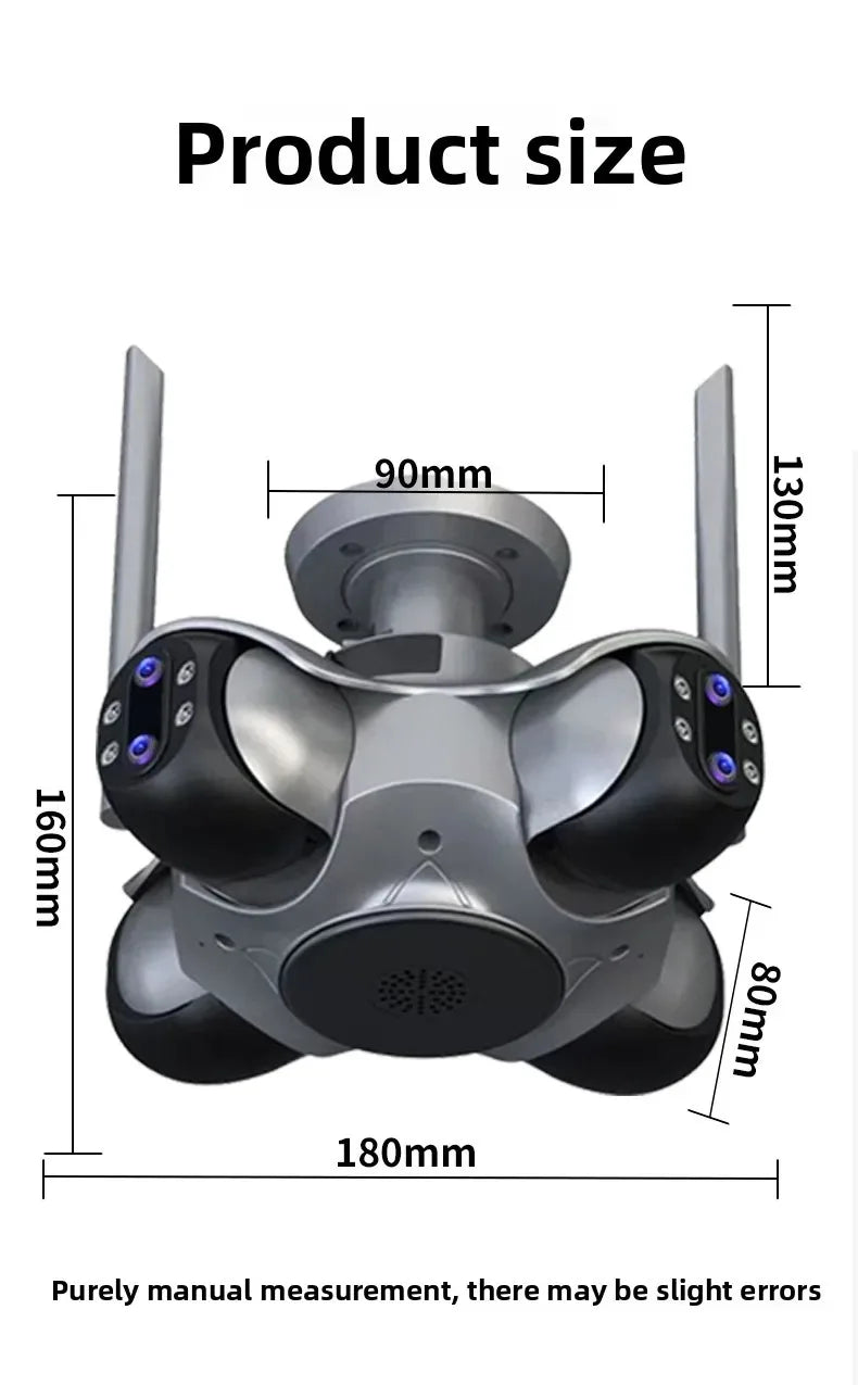 Telecamera WiFi 25MP Cinque Lenti PTZ 720° - Videosorveglianza IP 10K 20MP per Casa