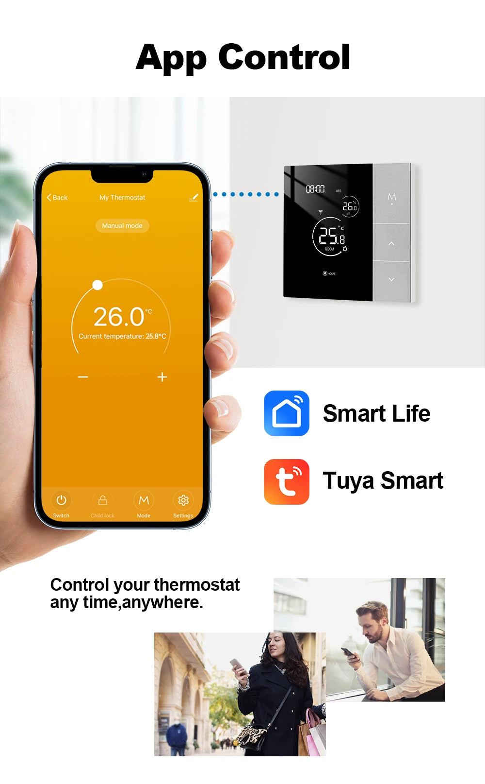 Termostato WiFi Smart Tuya per Caldaia e Riscaldamento - Controllo Temperatura Alexa Google Home