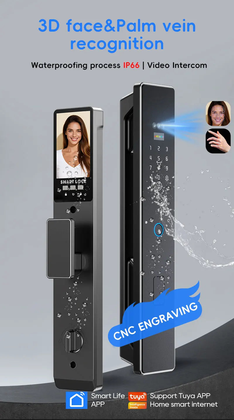 Serratura Smart WiFi con Riconoscimento Vena Palmare e Facciale 3D