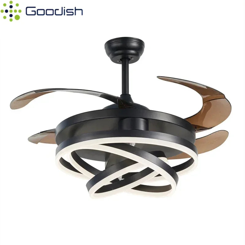 Ventilatore da Soffitto LED Nordico Minimalista - Design Moderno con Luce, Potente e Silenzioso per Soggiorno e Camera da Letto