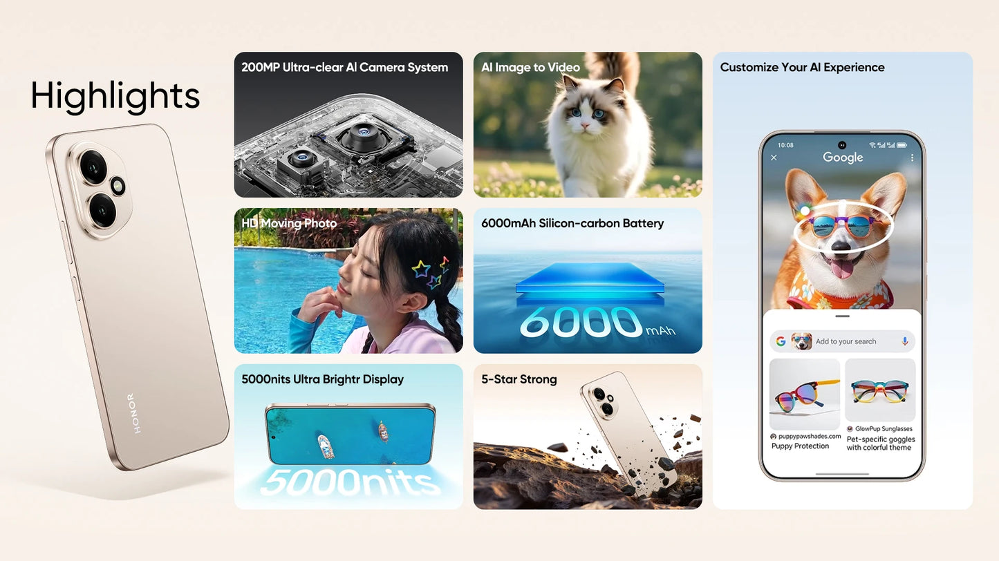 HONOR 400 5G Smartphone - Batteria 6000mAh, Ricarica Rapida 80W, Display AMOLED 120Hz 6.55'', Snapdragon 7 Gen 3