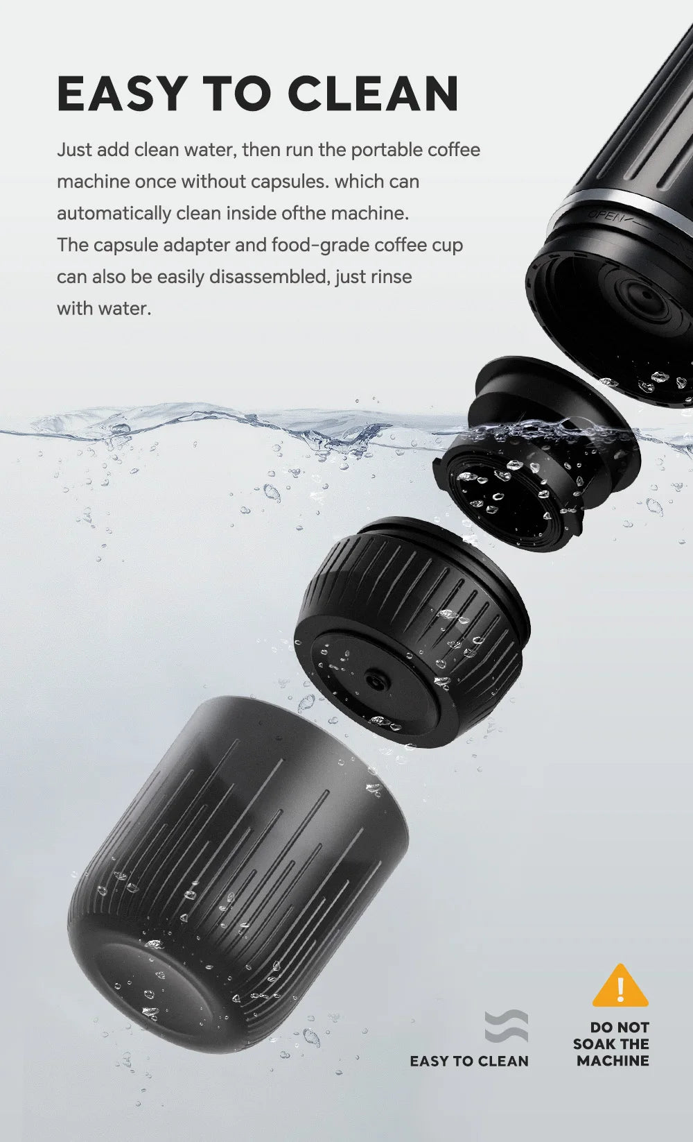 Macchina Caffè Espresso Portatile ICafilas ME2218 - 2 in 1 Capsule e Macinato, Riscaldamento Automatico