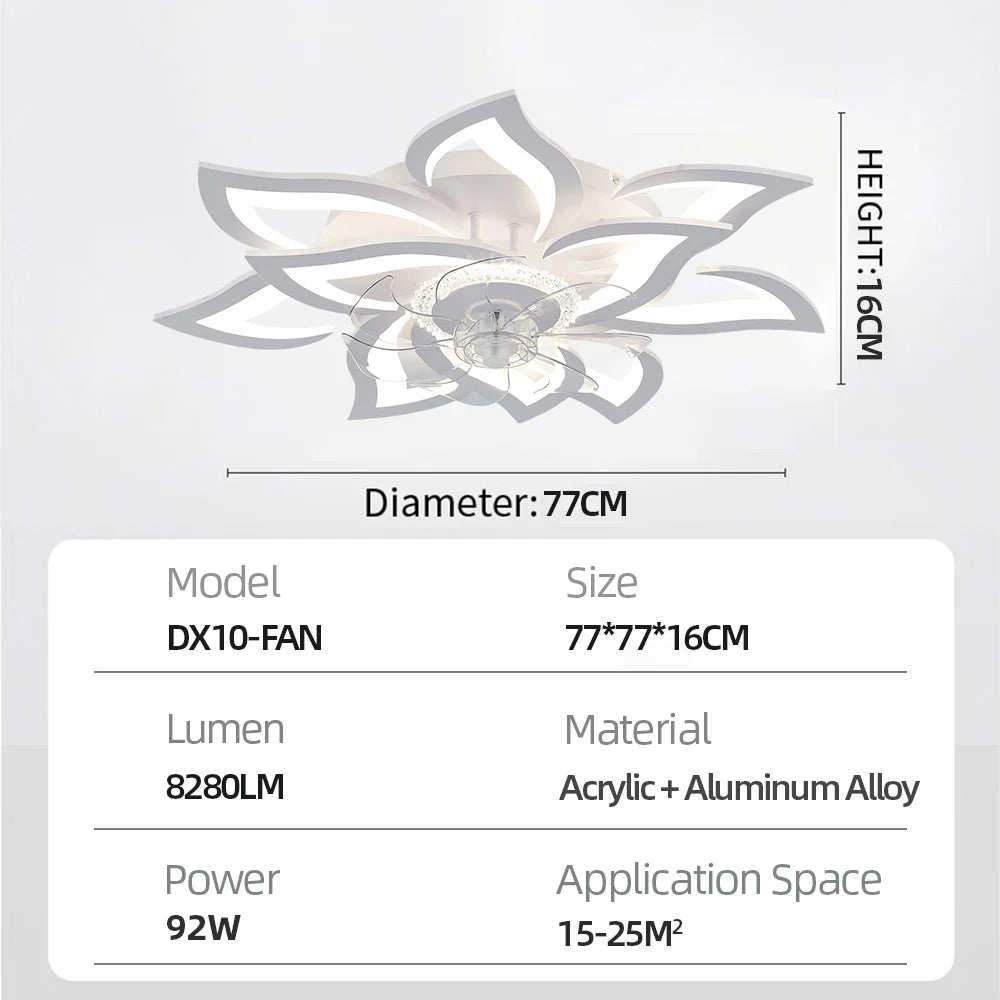 Ventilatore da Soffitto Smart con Luce LED - Controllo App e Telecomando, 6 Velocità, Motore DC Silenzioso