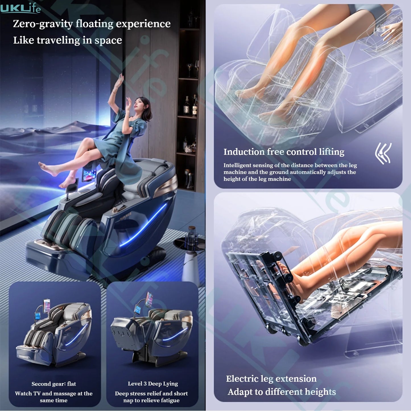 Poltrona Massaggiante 6D Zero Gravity SL Track - Controllo Vocale AI Riscaldamento Thai Stretch