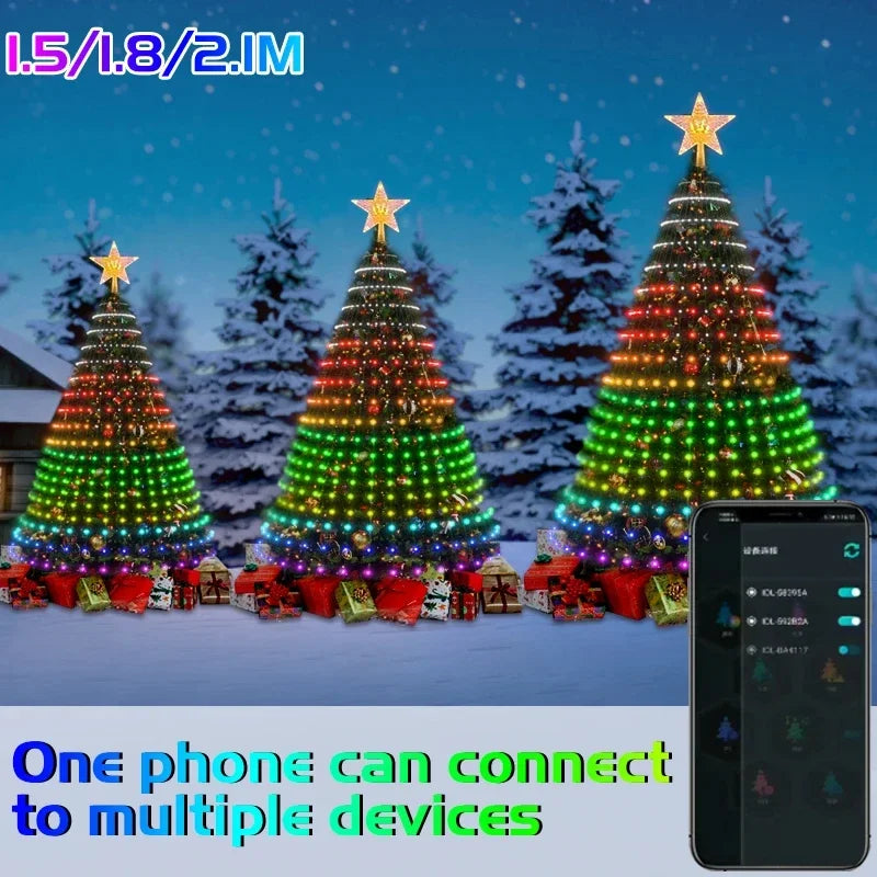 Luci LED RGB Bluetooth per Albero di Natale - Catena Luminosa Personalizzabile con App