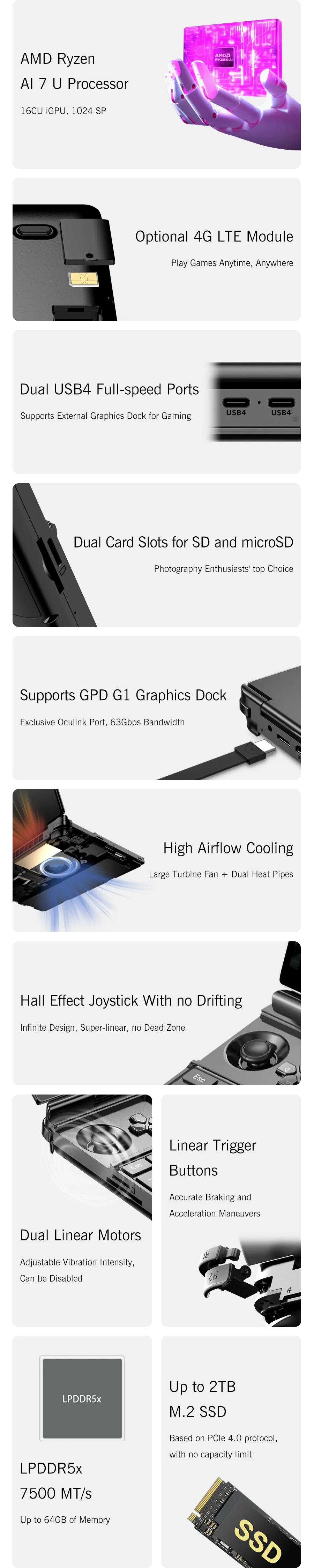 GPD WIN Max 2 2025 - Mini Laptop Gaming 10.1" AMD Ryzen AI 9 HX 370, 64GB RAM, 2TB SSD