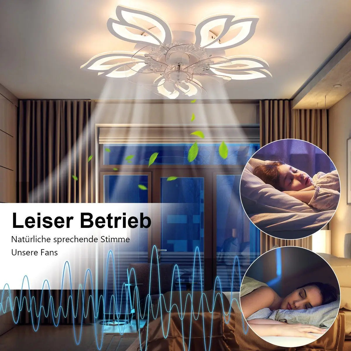 Ventilatore da Soffitto con Luce LED 85W - Design Floreale Silenzioso con Telecomando