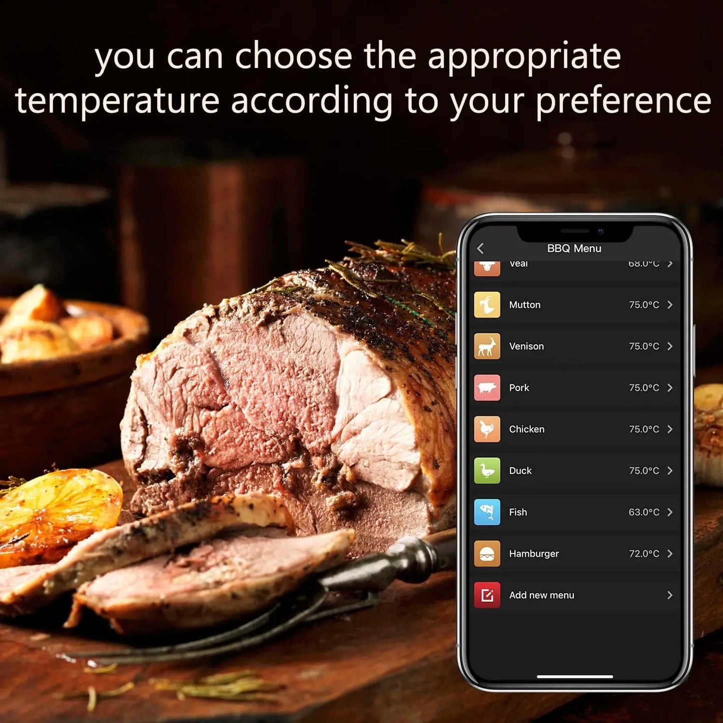 Termometro Smart per Carne Wireless Bluetooth - Portata 90m, IP67 Impermeabile per BBQ e Grill