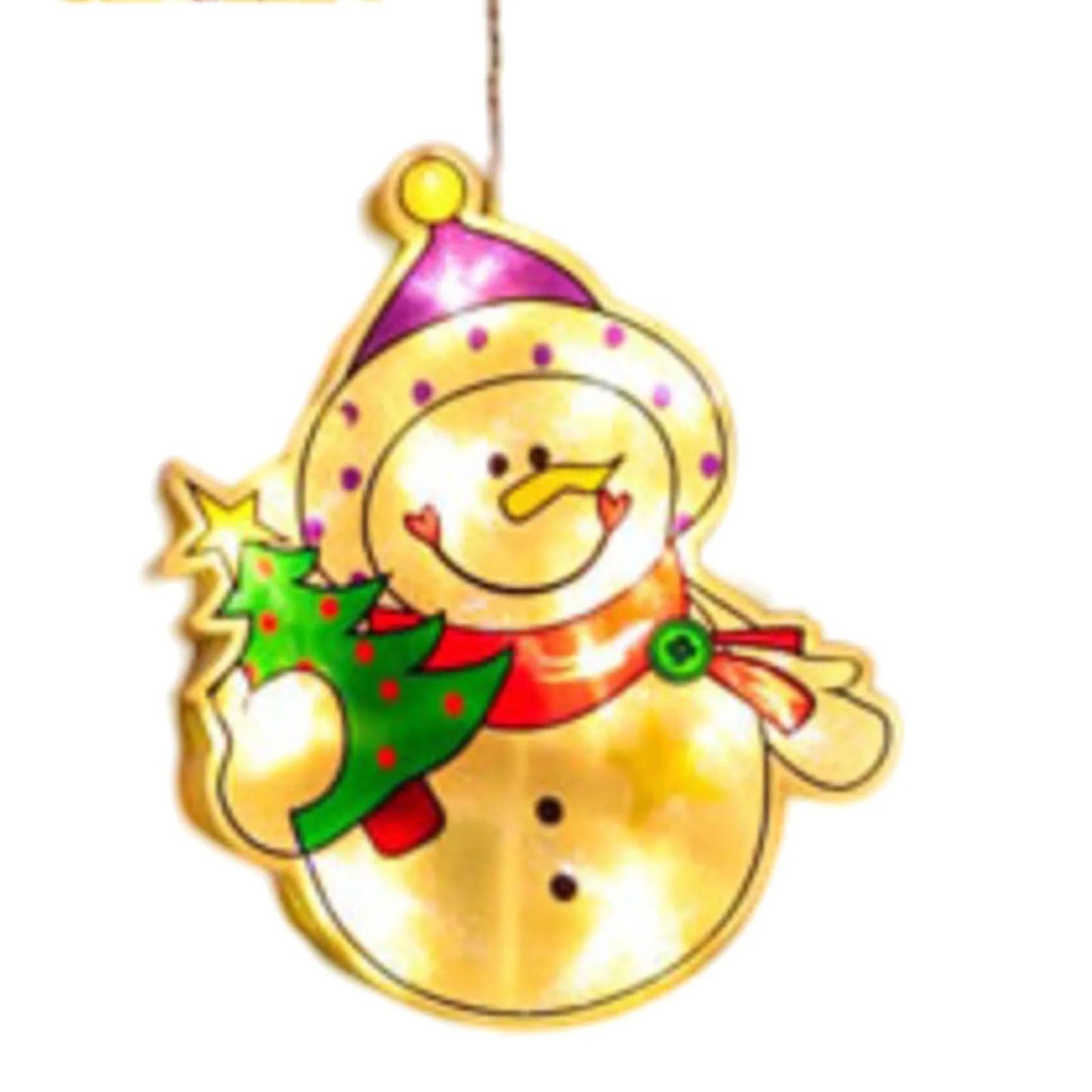 Decorazione Natalizia Luminosa con Ventosa - Pupazzo di Neve e Babbo Natale per Finestre