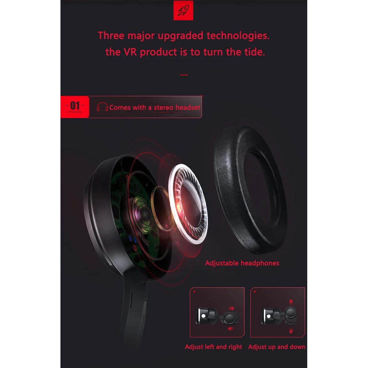 VR Shinecon 10.0 - Visore Realtà Virtuale 3D per Smartphone con Cuffie Integrate