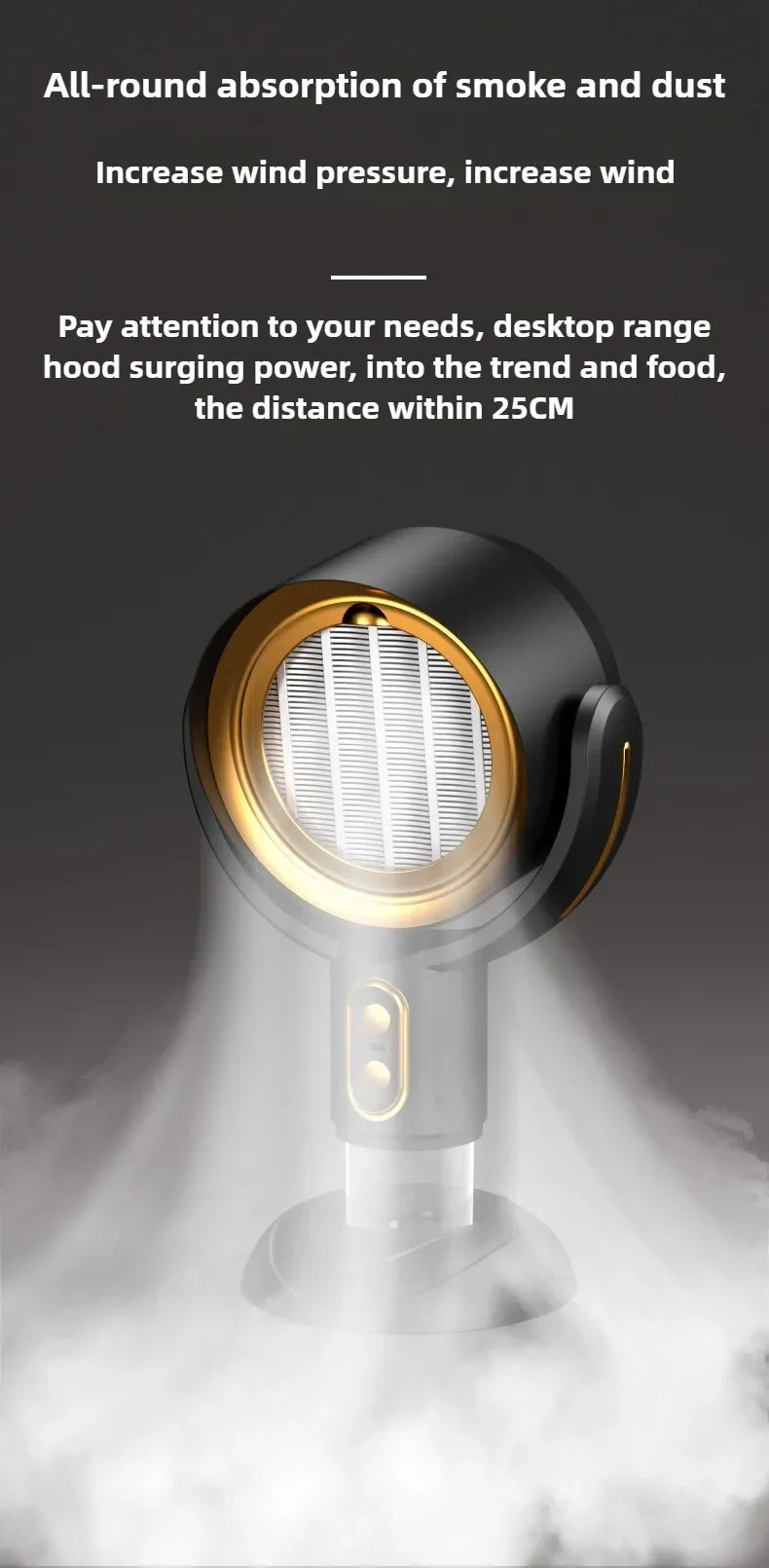 Mini Cappa Aspirante da Tavolo TINSOL - Purificatore Aria con Sterilizzazione e Ricarica USB