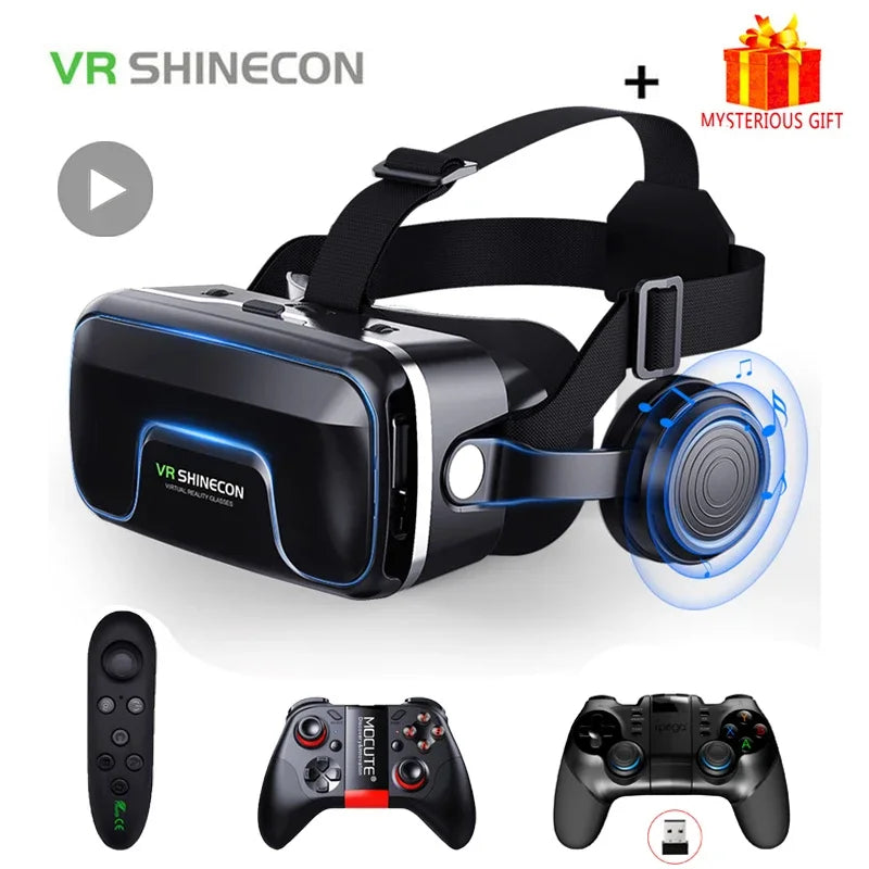 VR Shinecon 10.0 - Visore Realtà Virtuale 3D per Smartphone con Cuffie Integrate