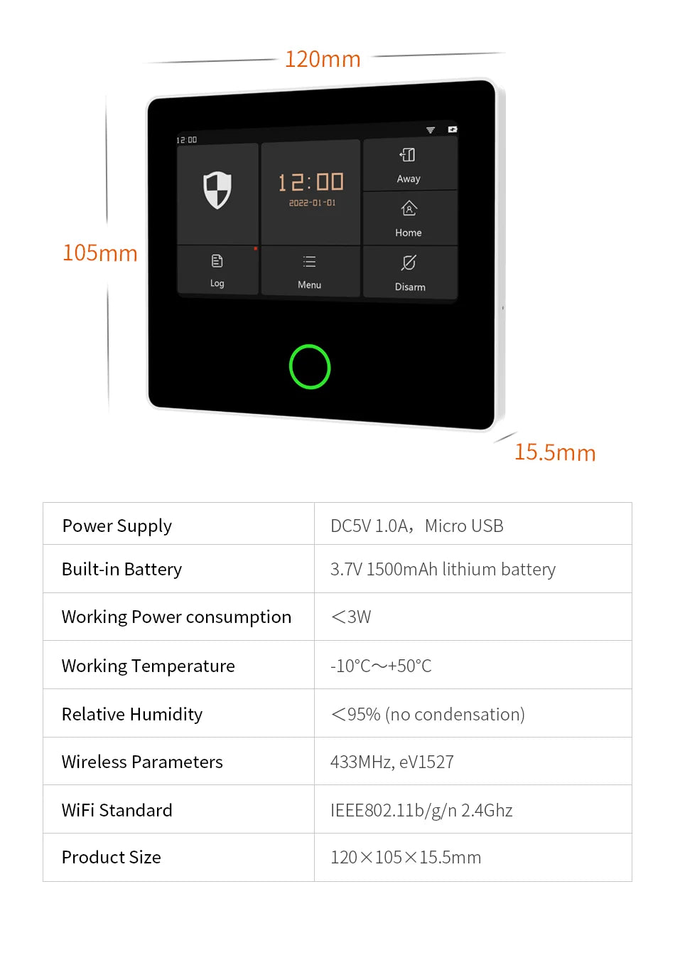 Kit Allarme Casa WiFi Smart con Display Touch 4.3" - Sistema Antifurto Wireless Tuya con 10 Lingue e Controllo App