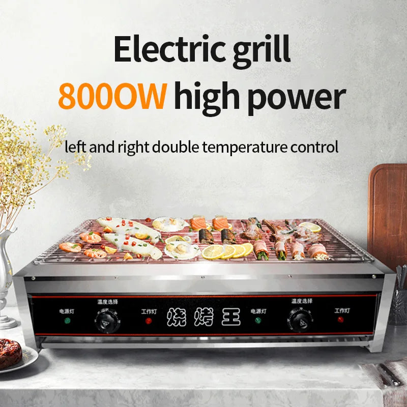 Barbecue Elettrico 8000W in Acciaio Inox – Forno Multifunzione Senza Fumo  Spiedini, Griglia, Pentola BBQ