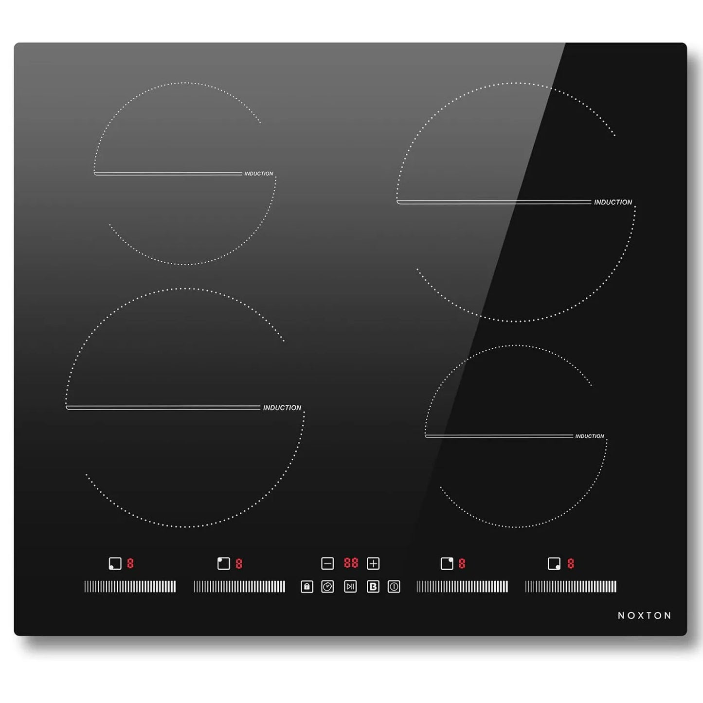Piano Cottura a Induzione NOXTON 60cm 4 Zone con Booster e Timer