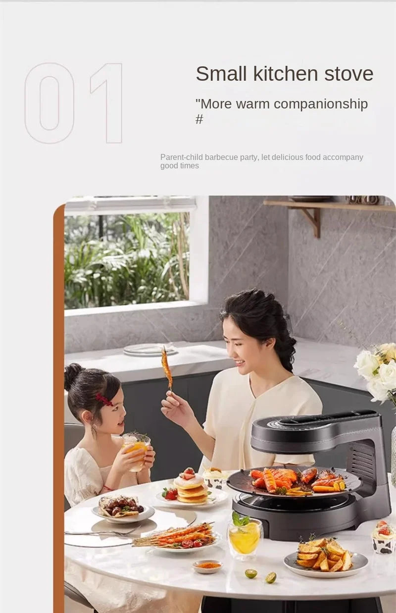 Griglia Elettrica Barbecue Senza Fumo Rotante Multifunzione per Interni