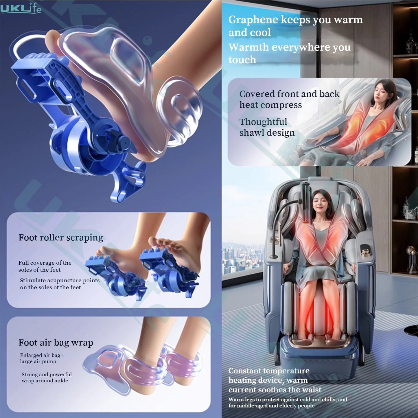 Poltrona Massaggiante 6D Zero Gravity SL Track - Controllo Vocale AI Riscaldamento Thai Stretch