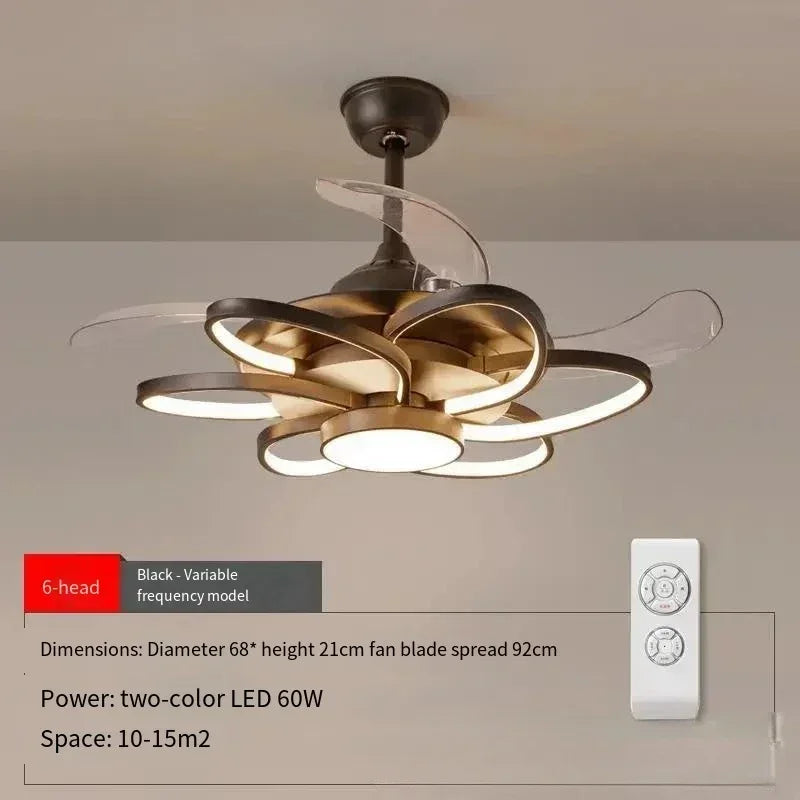 Ventilatore da Soffitto LED Nordico con Telecomando - Design Elegante per Camera da Letto, Sala da Pranzo e Ristorante