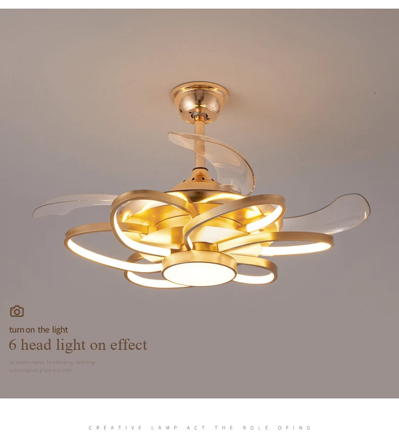 Ventilatore da Soffitto LED Nordico con Telecomando - Design Elegante per Camera da Letto, Sala da Pranzo e Ristorante