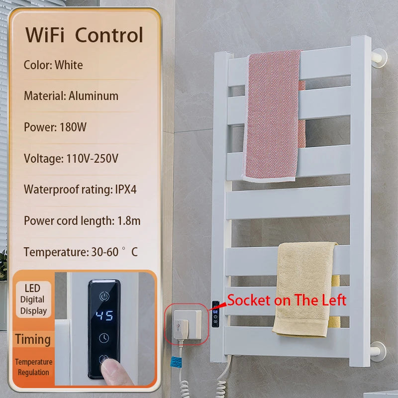 Scaldasalviette Elettrico Smart WiFi - Termoarredo da Parete per Bagno e Cucina
