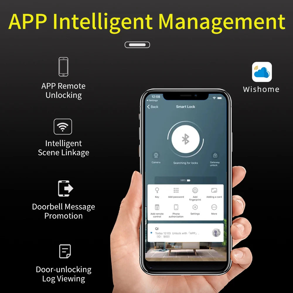 Serratura Smart con Riconoscimento Facciale 3D, Impronta Digitale e App Wishome
