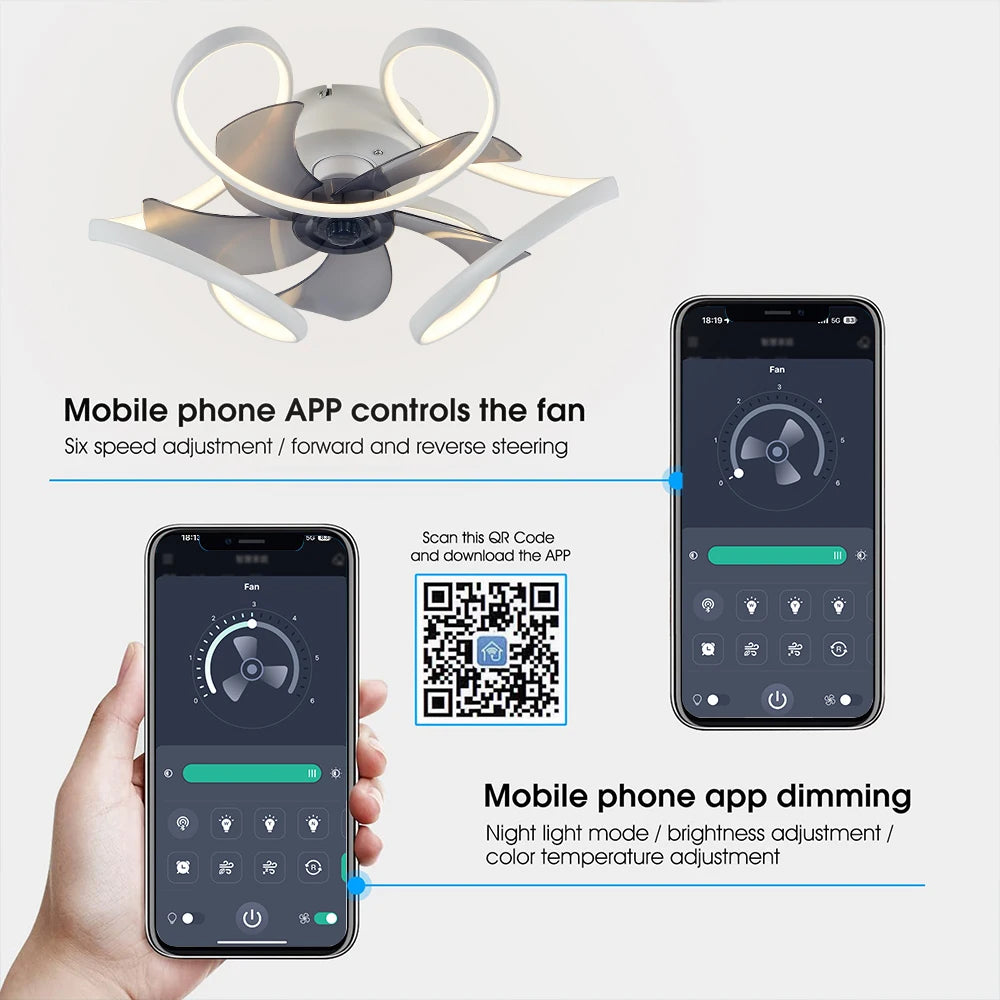 Ventilatore da Soffitto Decorativo con Lampada - Motore Reversibile, Design Moderno per Soggiorno e Cucina