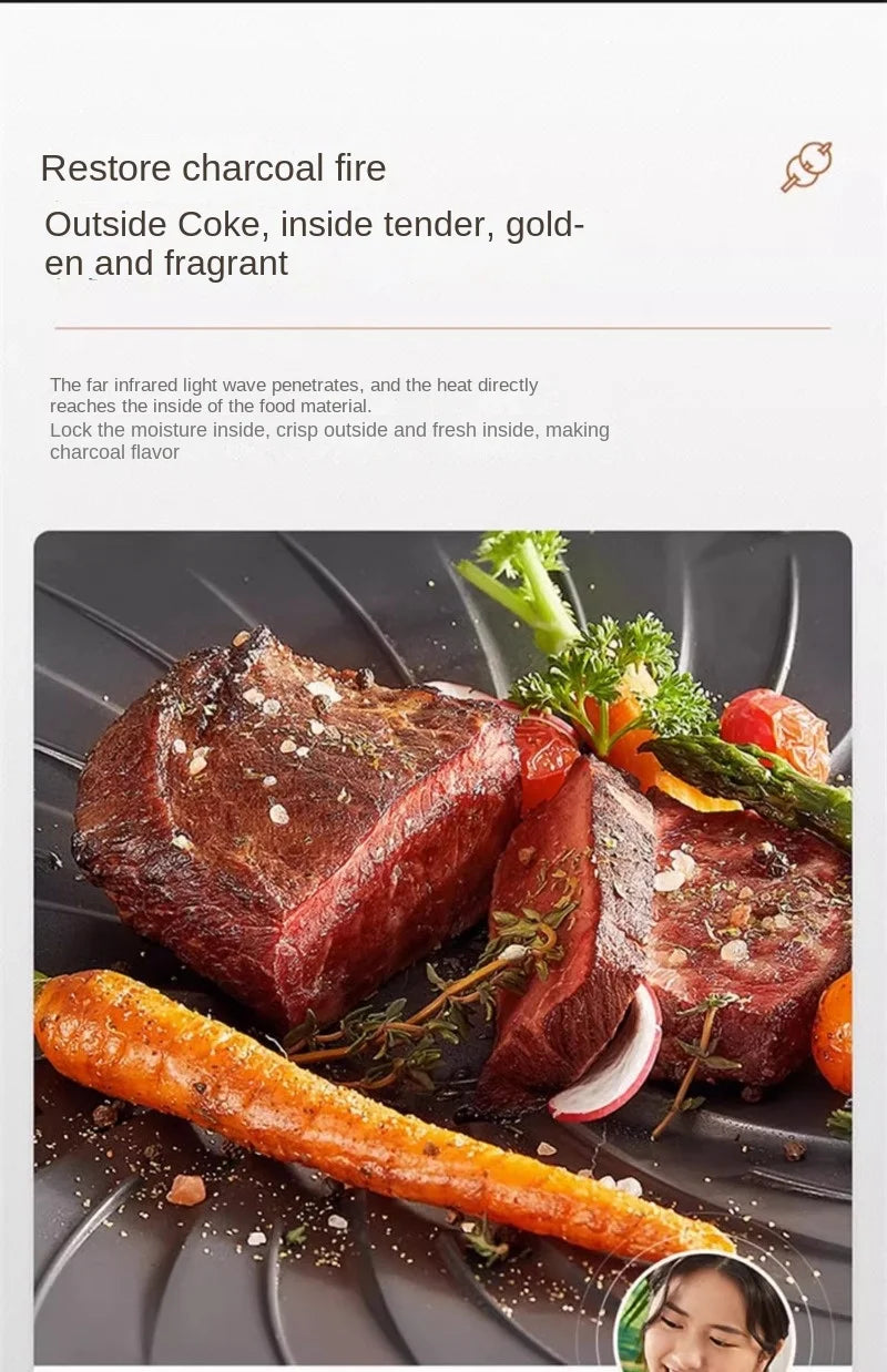 Griglia Elettrica Barbecue Senza Fumo Rotante Multifunzione per Interni