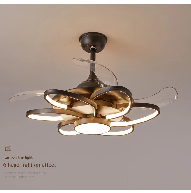 Ventilatore da Soffitto LED Nordico con Telecomando - Design Elegante per Camera da Letto, Sala da Pranzo e Ristorante