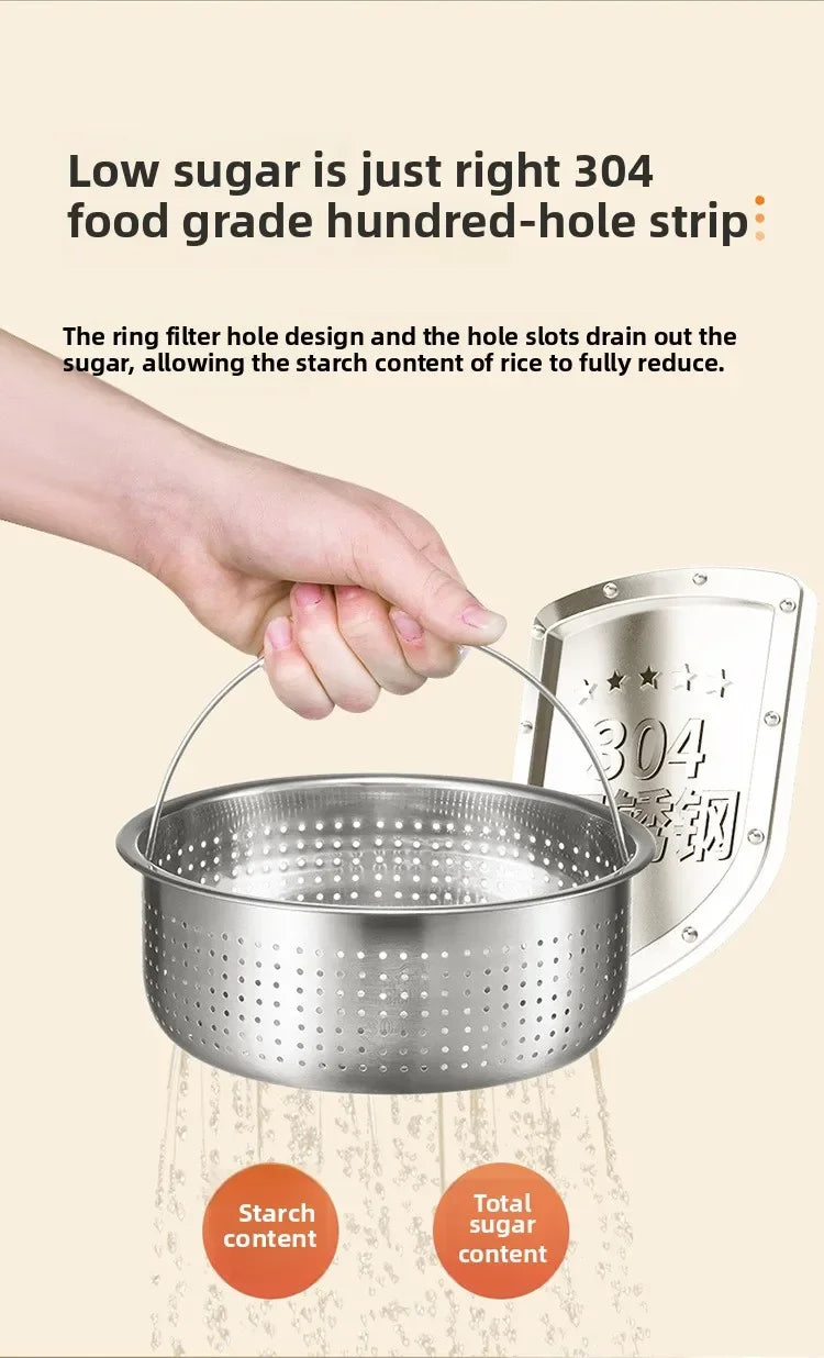 Cuoci Riso Multifunzione Smart 3L - Digitale, Rivestimento Ceramico Antiaderente, Separazione Riso/Zuppa