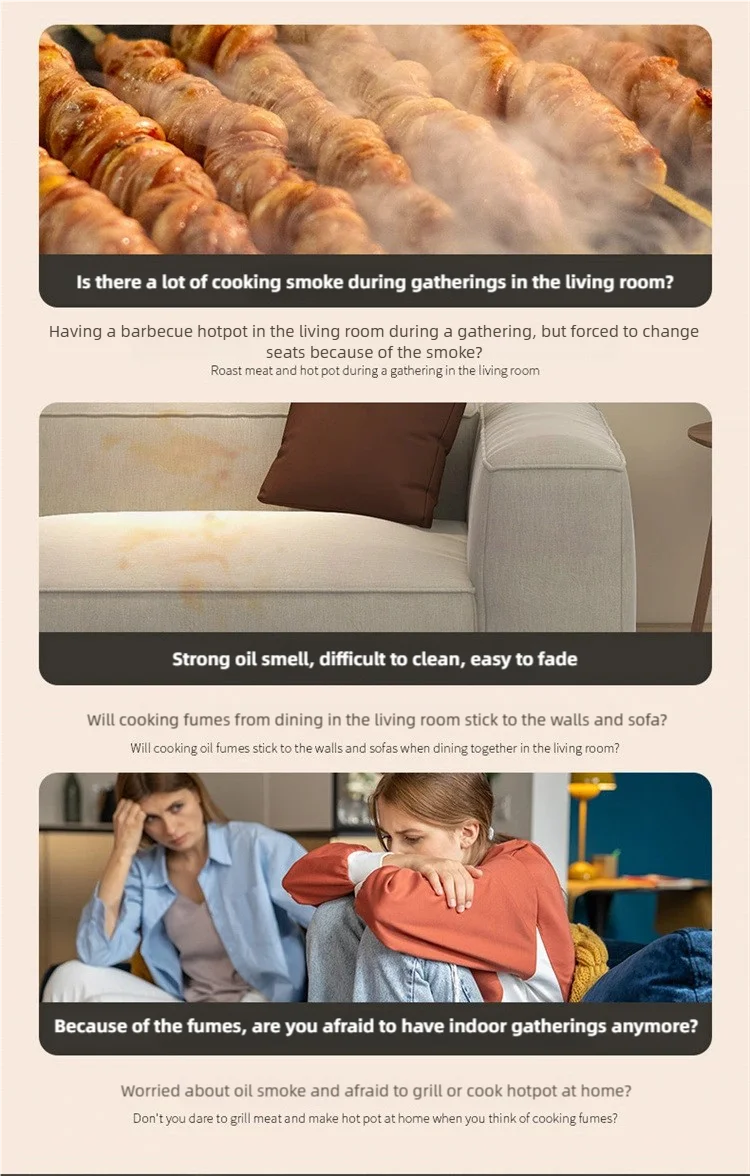 Mini Cappa Aspirante da Tavolo - Purificatore Portatile per Cucina, Ristorante, Hotpot e Barbecue