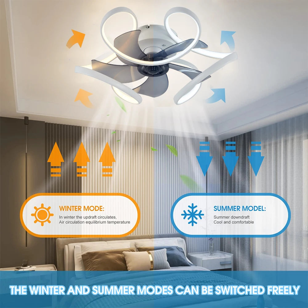 Ventilatore da Soffitto Decorativo con Lampada - Motore Reversibile, Design Moderno per Soggiorno e Cucina