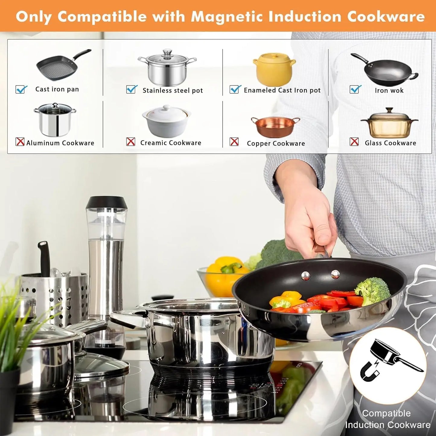 Piano Cottura a Induzione NOXTON 60cm 4 Zone Touch con Timer e Blocco Sicurezza