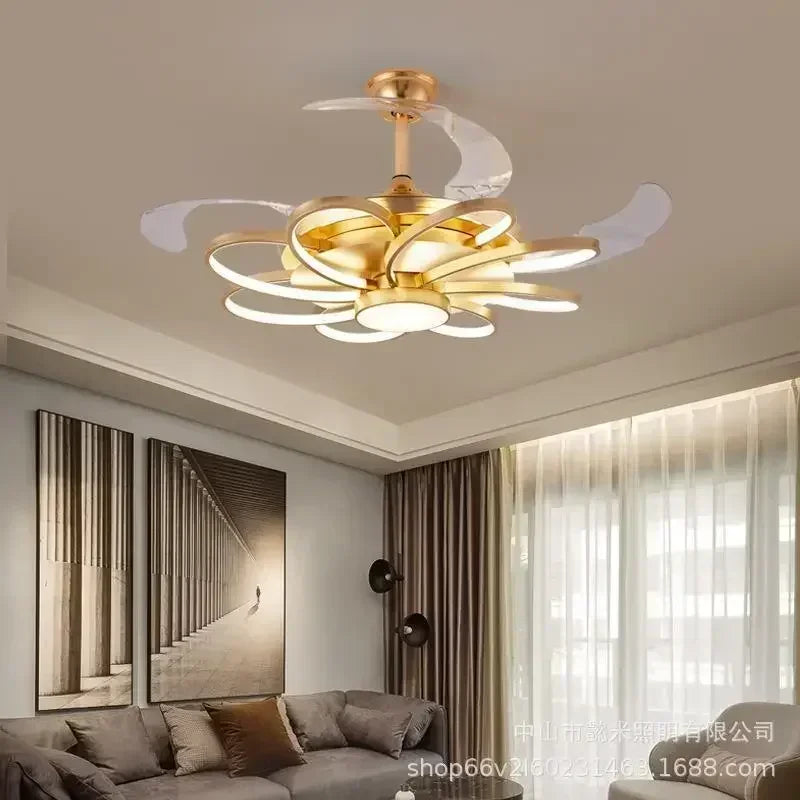 Ventilatore da Soffitto LED Nordico con Telecomando - Design Elegante per Camera da Letto, Sala da Pranzo e Ristorante