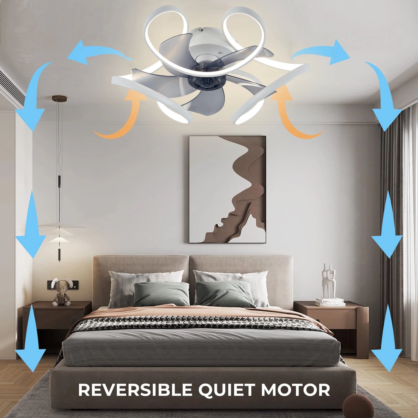 Ventilatore da Soffitto Decorativo con Lampada - Motore Reversibile, Design Moderno per Soggiorno e Cucina
