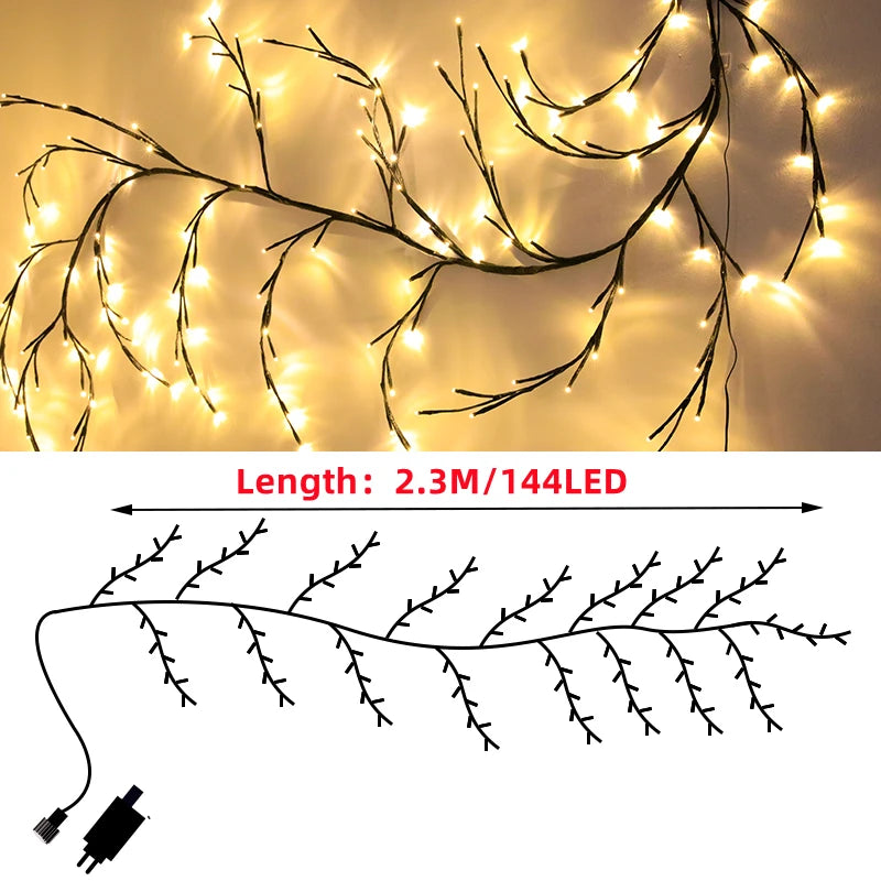 Luci Decorative LED Ramo di Salice - 144 LED per Natale e San Valentino