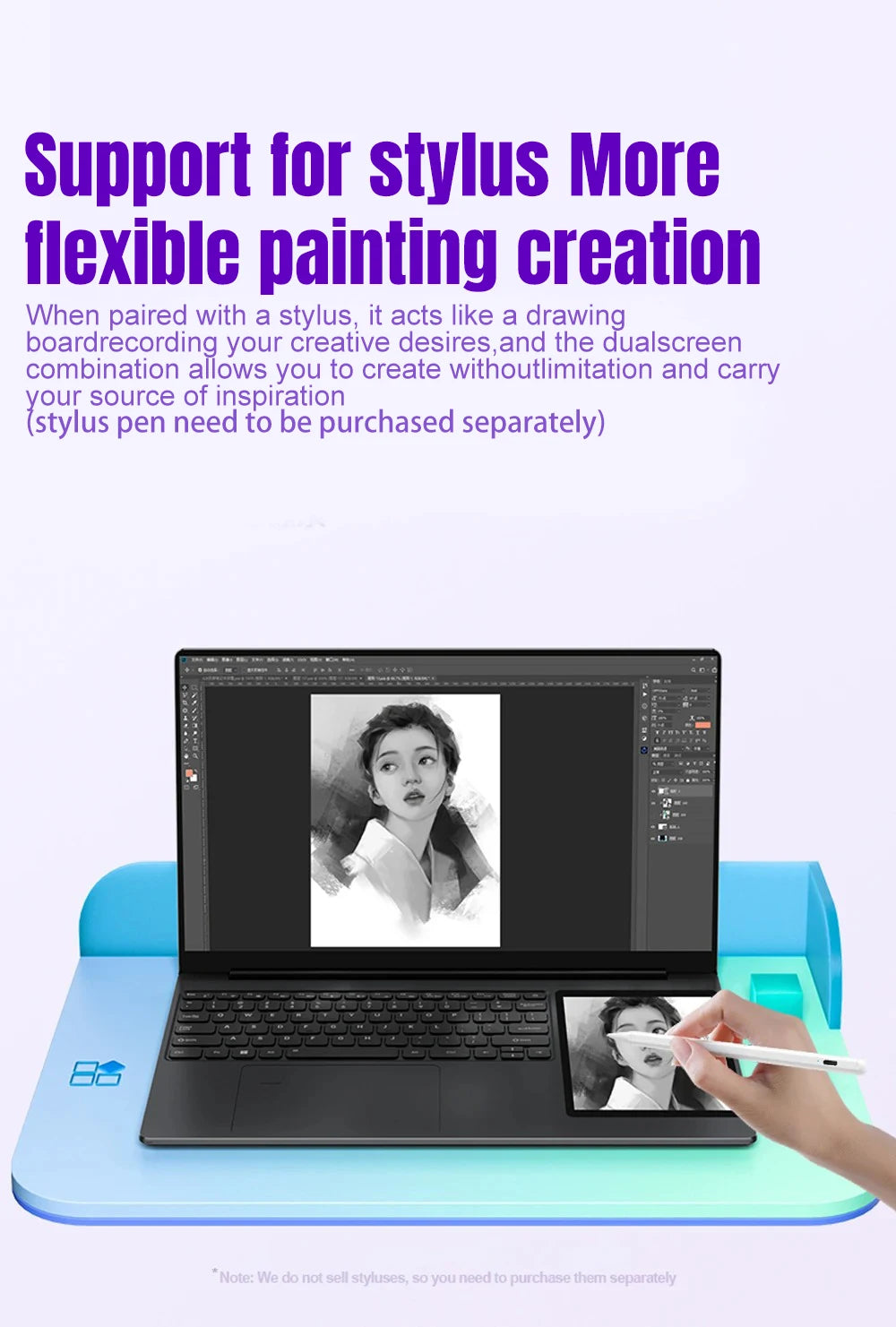 Laptop Dual Screen 15.6" + 7" Touch | Intel N100 | 32GB RAM | 1TB SSD | Tastiera Retroilluminata | Windows 11