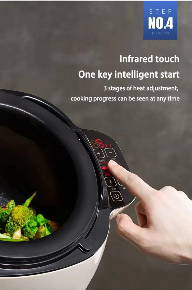 Wok Elettrico Automatico 2000W con Mescolamento Intelligente - Antiaderente, Multifunzione 220V