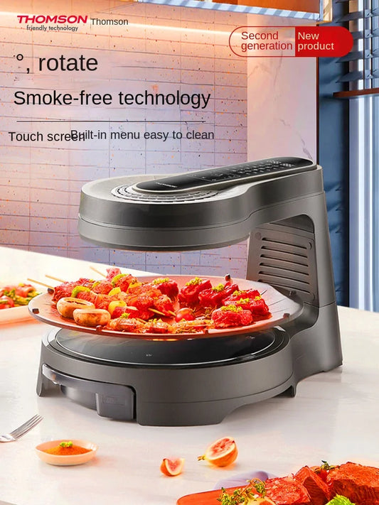 Griglia Elettrica Barbecue Senza Fumo Rotante Multifunzione per Interni