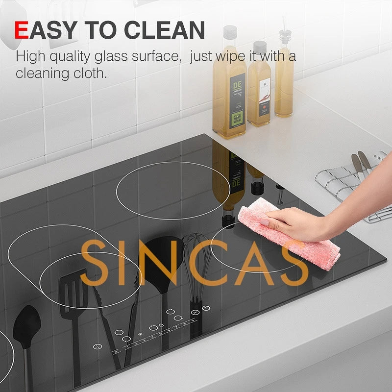 Piano Cottura a Induzione 5 Fuochi da Incasso ad Alta Potenza - Piastra Elettrica Multifuoco per Cucina