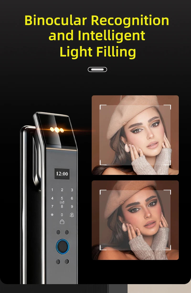 Serratura Smart con Riconoscimento Facciale 3D, Impronta Digitale e App Wishome